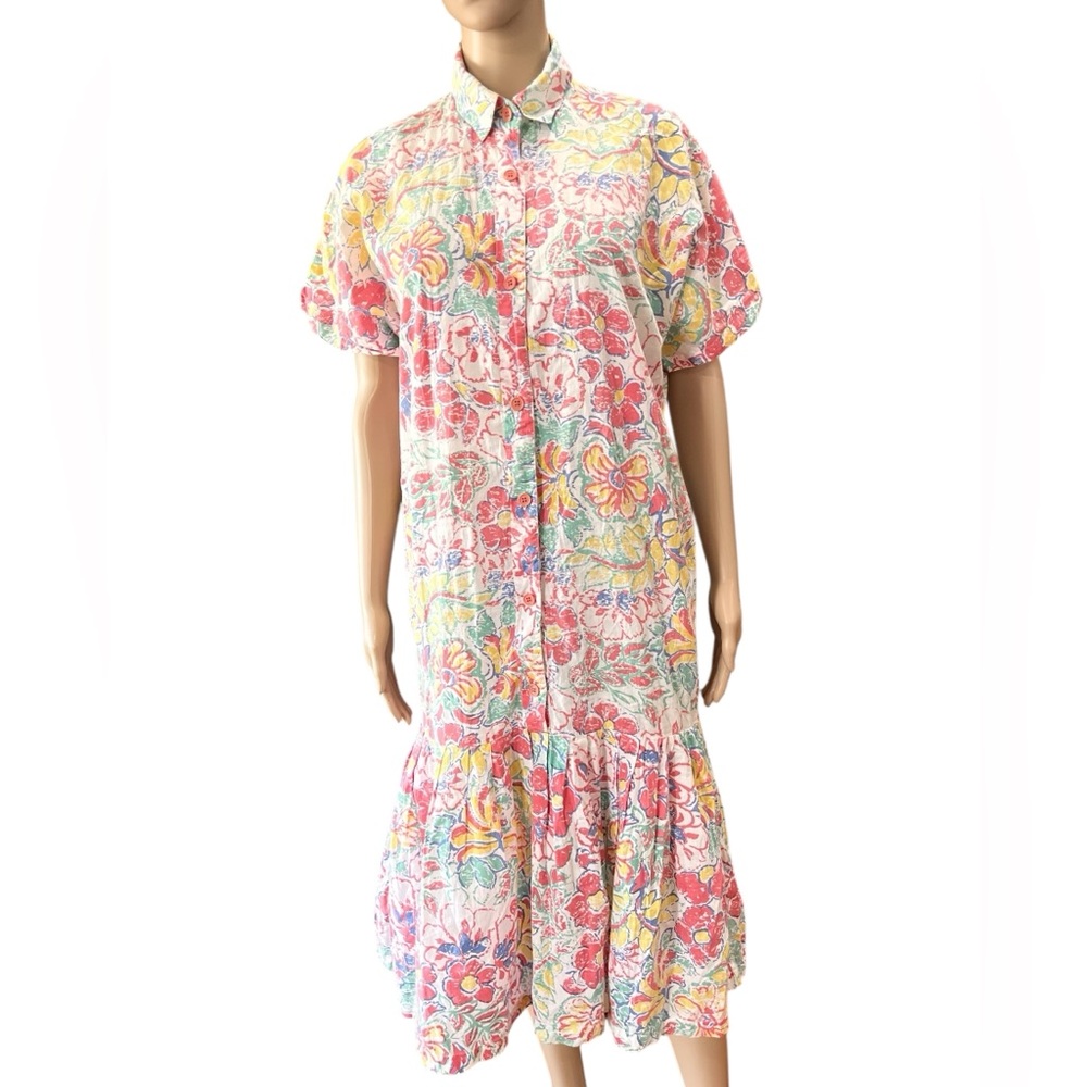 Watercolor drop waist Pier one floral Gypsy vintage 80’s Dress